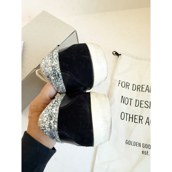 Golden Goose Super Star Classic Low Black Silver 38 Size 8 - Picture 4 of 7